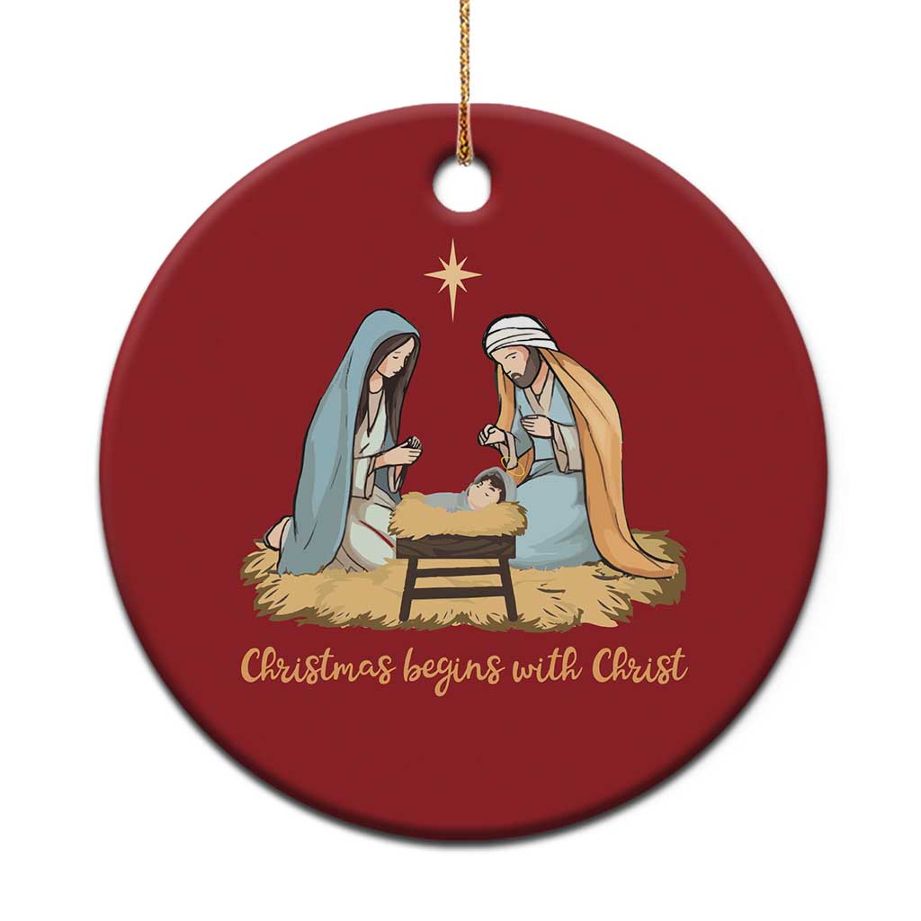 Christmas Begins With Christ Christmas Ornament Christian Xmas Nativity Scene TS11