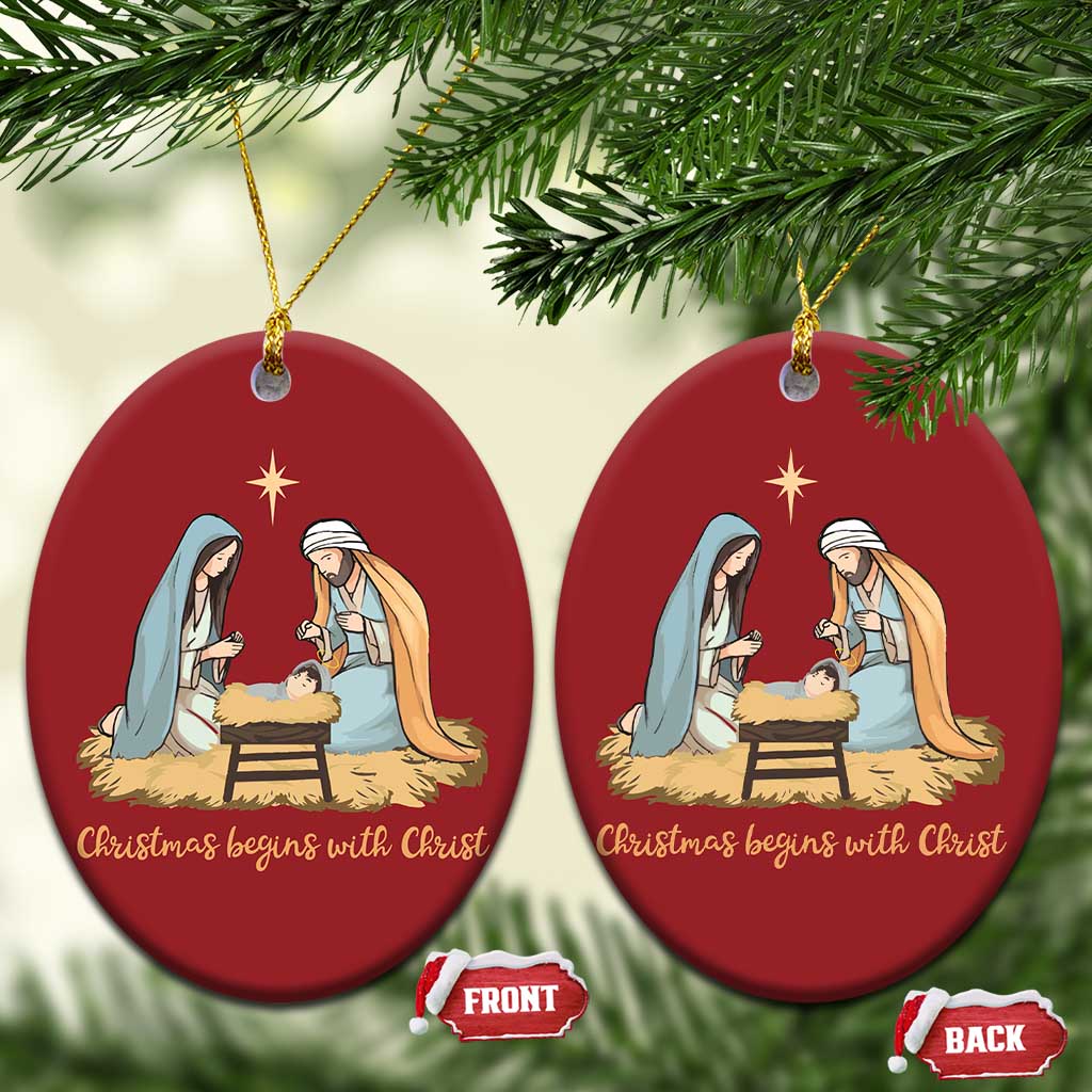 Christmas Begins With Christ Christmas Ornament Christian Xmas Nativity Scene TS11