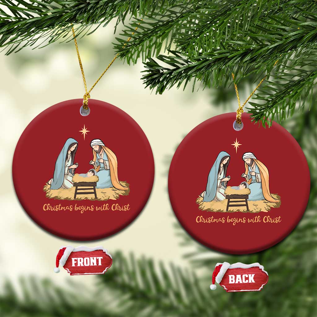 Christmas Begins With Christ Christmas Ornament Christian Xmas Nativity Scene TS11
