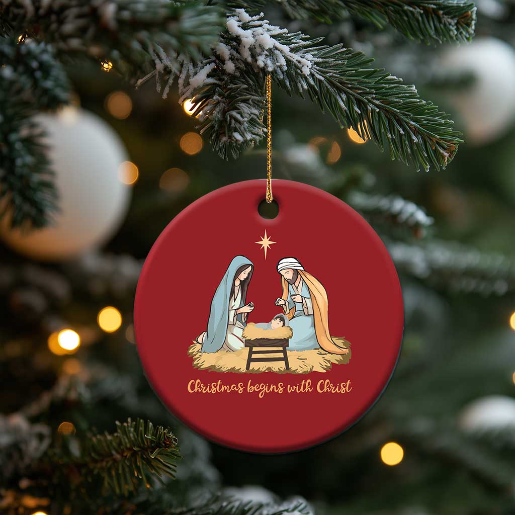 Christmas Begins With Christ Christmas Ornament Christian Xmas Nativity Scene TS11