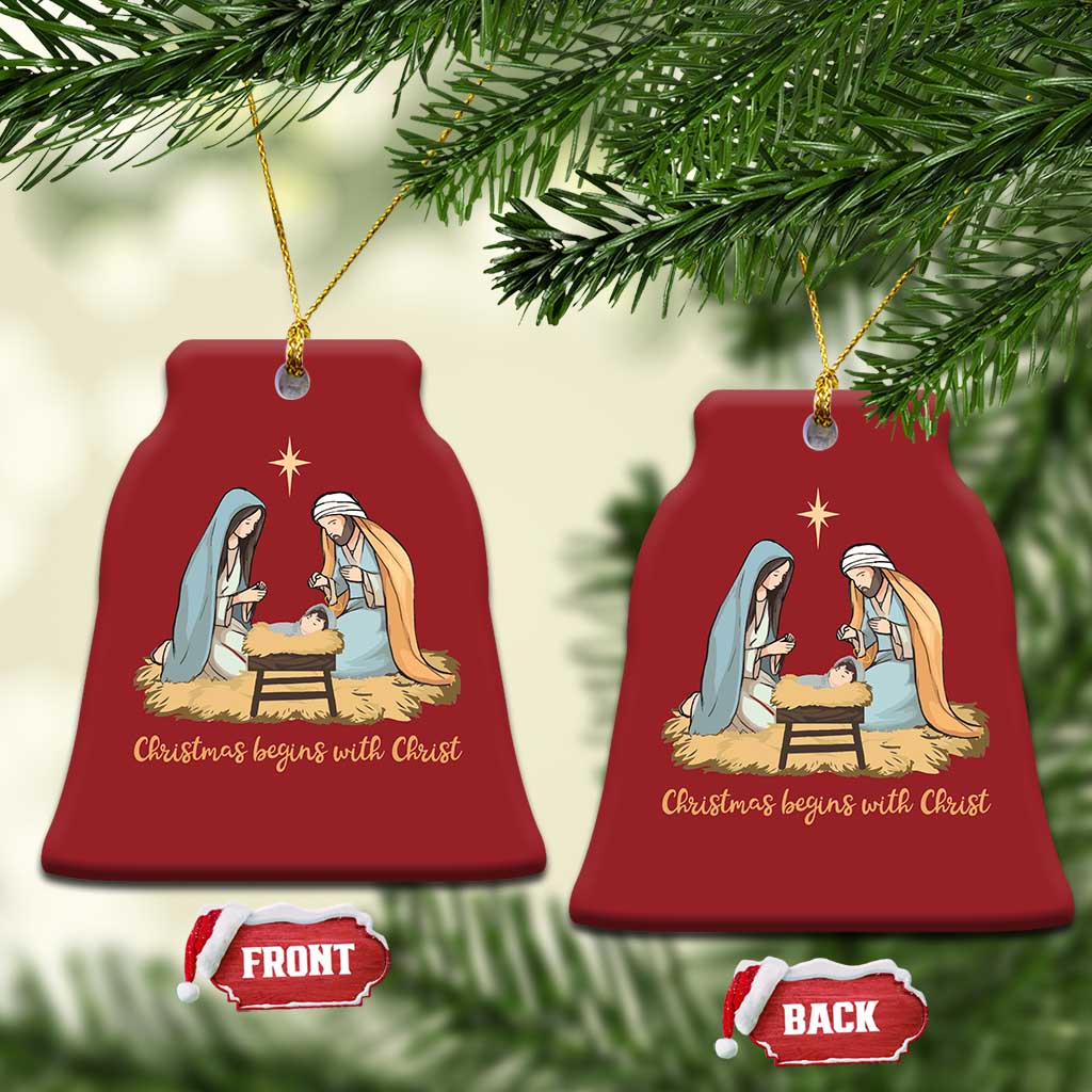 Christmas Begins With Christ Christmas Ornament Christian Xmas Nativity Scene TS11