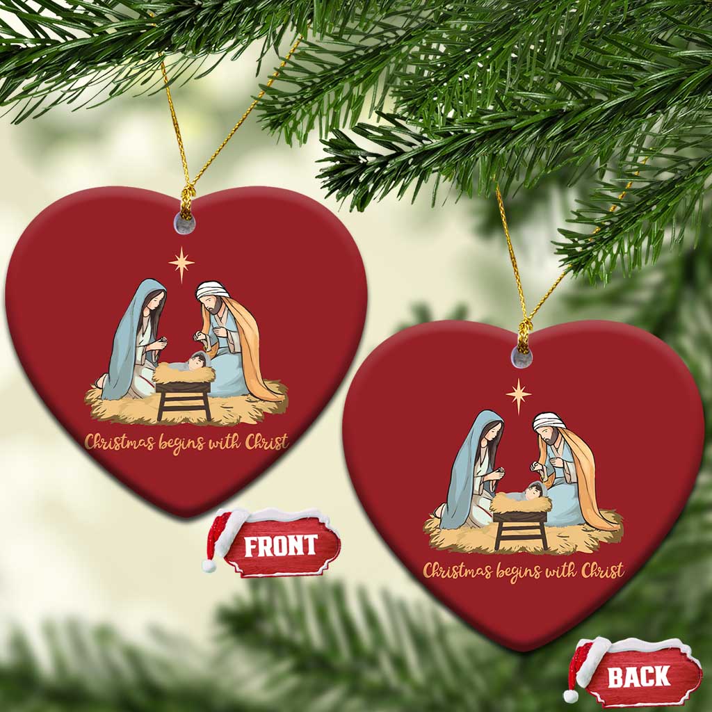 Christmas Begins With Christ Christmas Ornament Christian Xmas Nativity Scene TS11