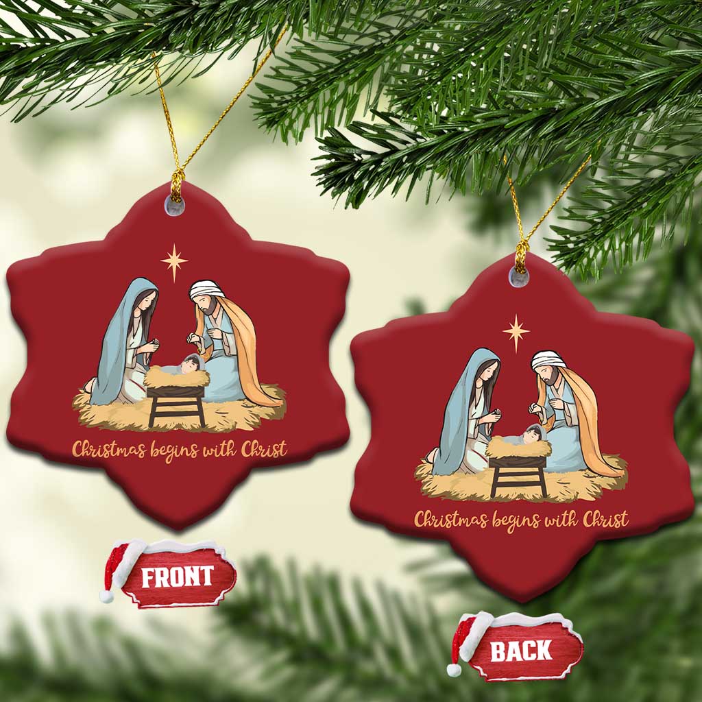 Christmas Begins With Christ Christmas Ornament Christian Xmas Nativity Scene TS11