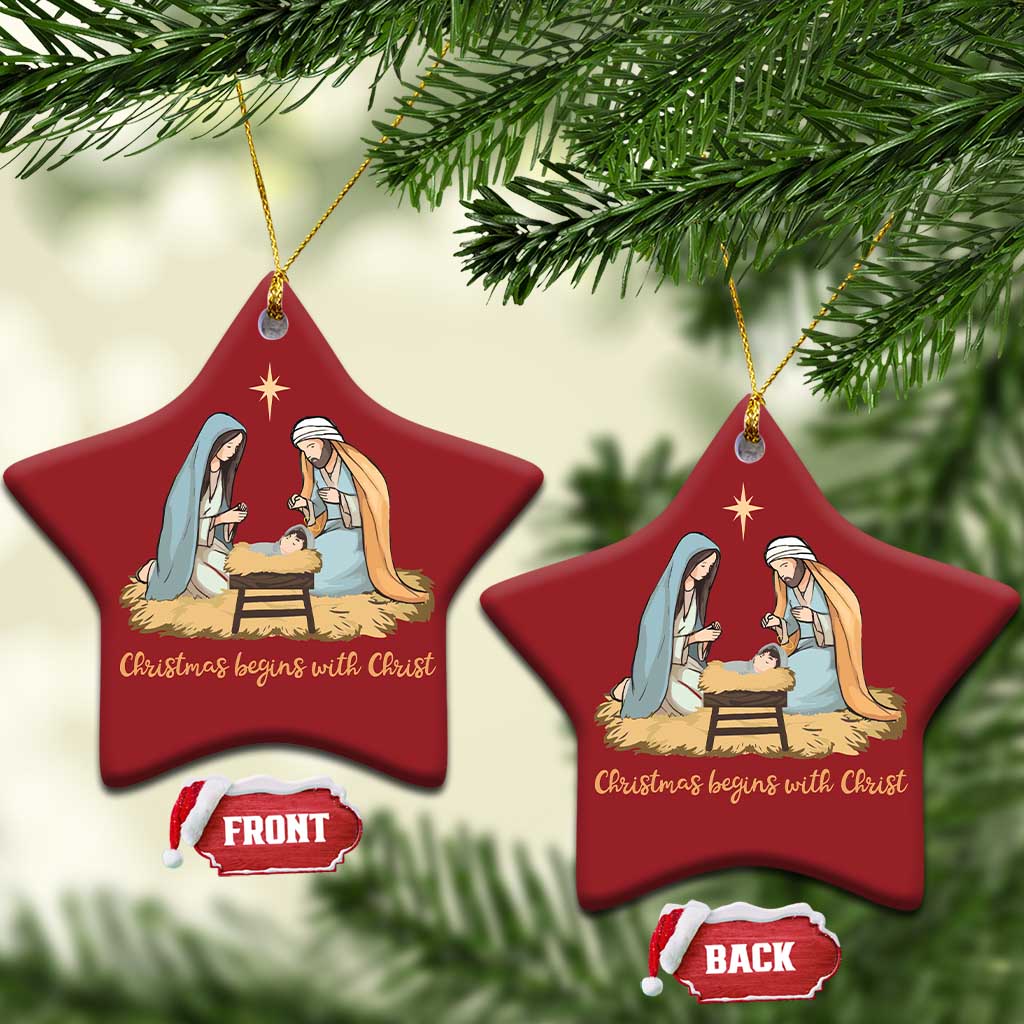 Christmas Begins With Christ Christmas Ornament Christian Xmas Nativity Scene TS11