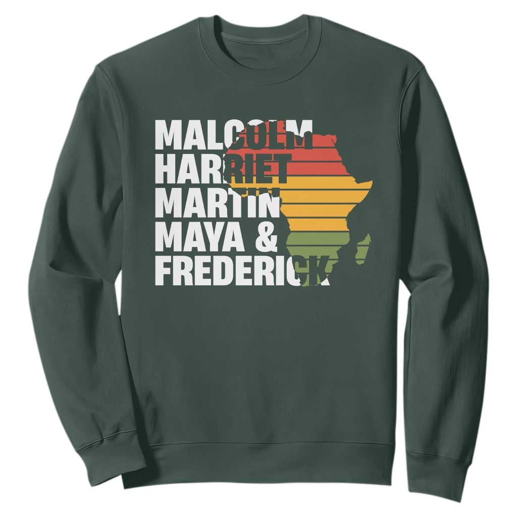 Black Leaders Sweatshirt Malcolm Harriet Martin Maya Frederick Africa Map TS11