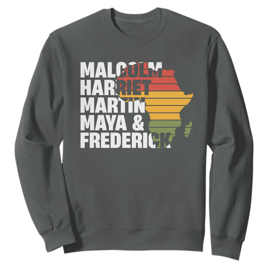 Black Leaders Sweatshirt Malcolm Harriet Martin Maya Frederick Africa Map TS11