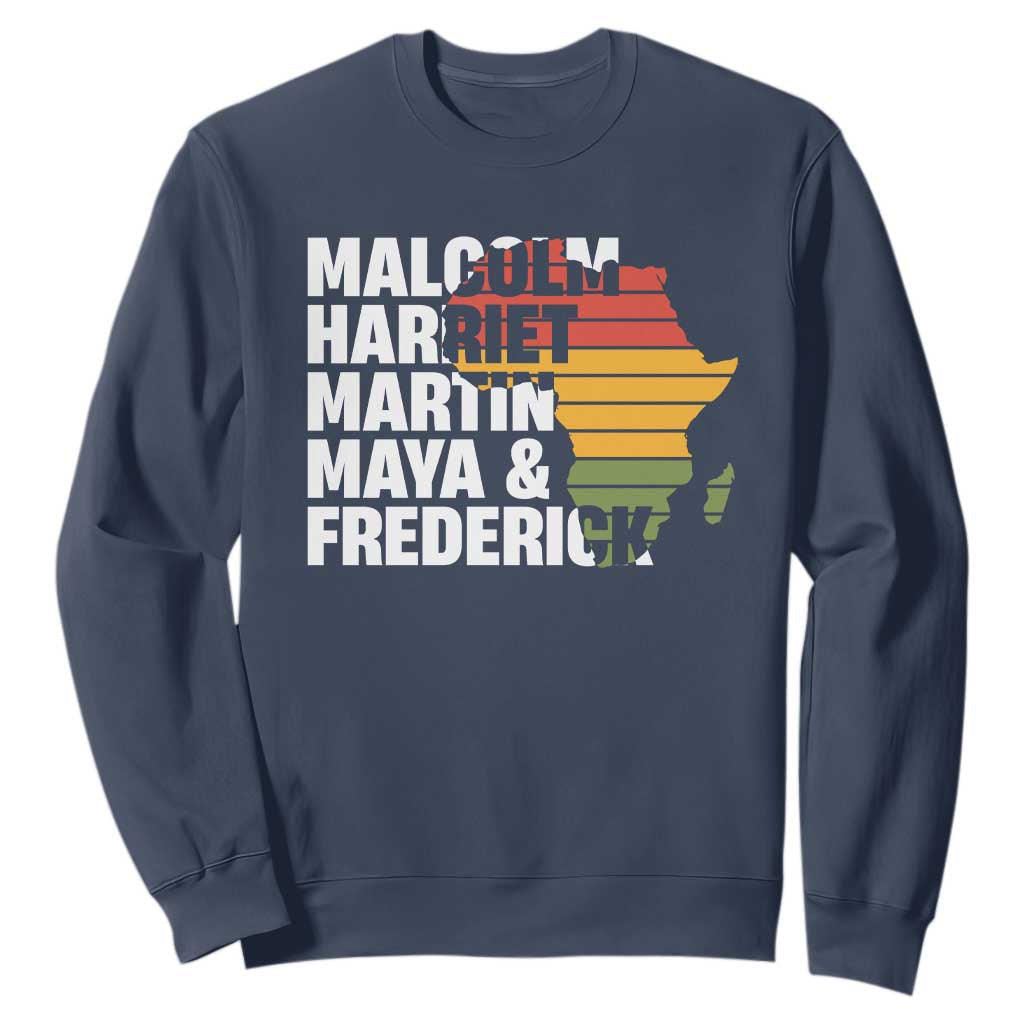 Black Leaders Sweatshirt Malcolm Harriet Martin Maya Frederick Africa Map TS11
