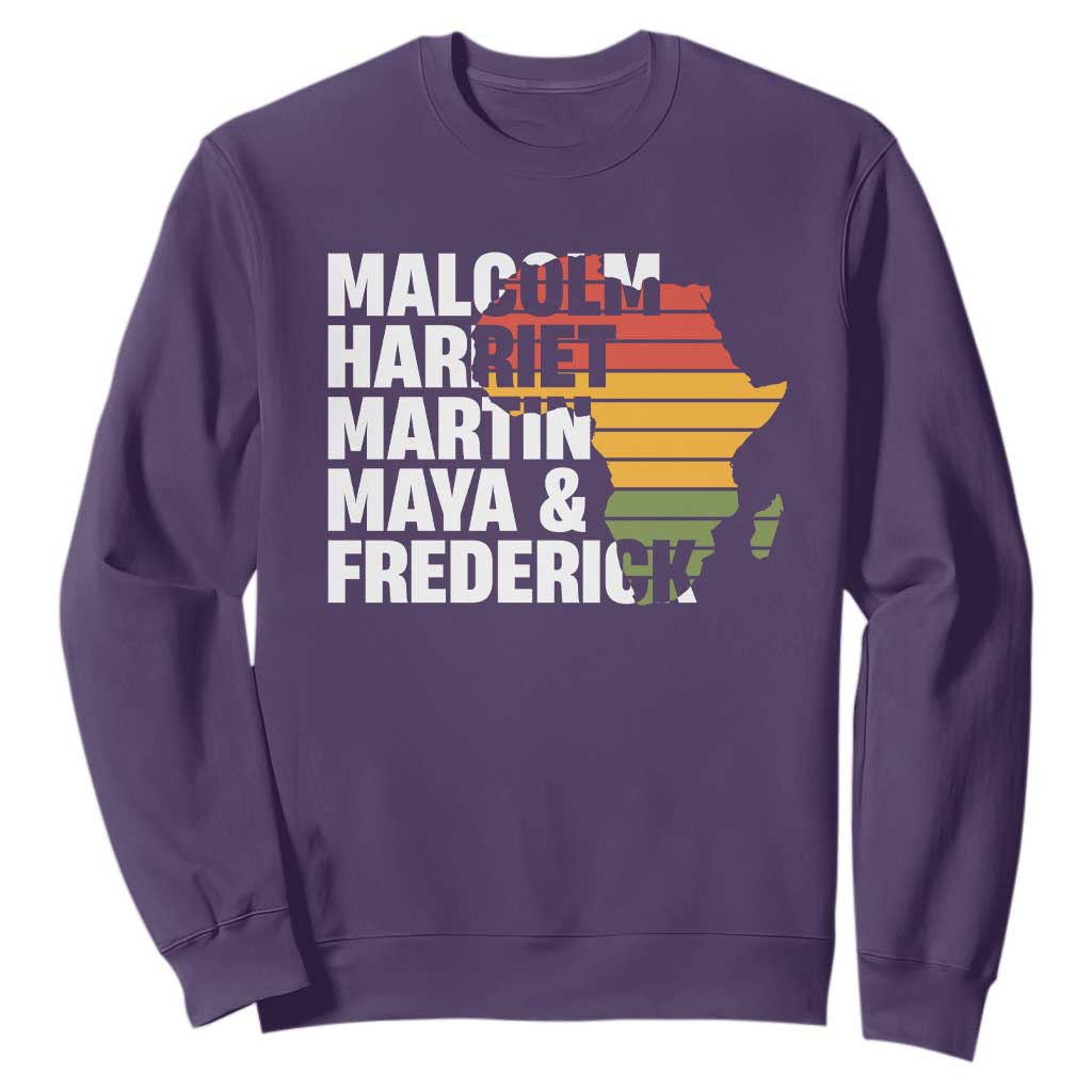 Black Leaders Sweatshirt Malcolm Harriet Martin Maya Frederick Africa Map TS11