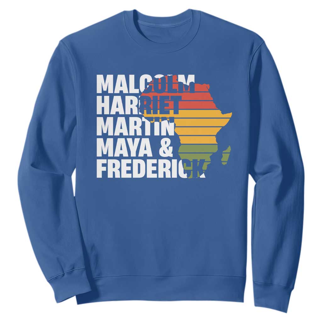 Black Leaders Sweatshirt Malcolm Harriet Martin Maya Frederick Africa Map TS11