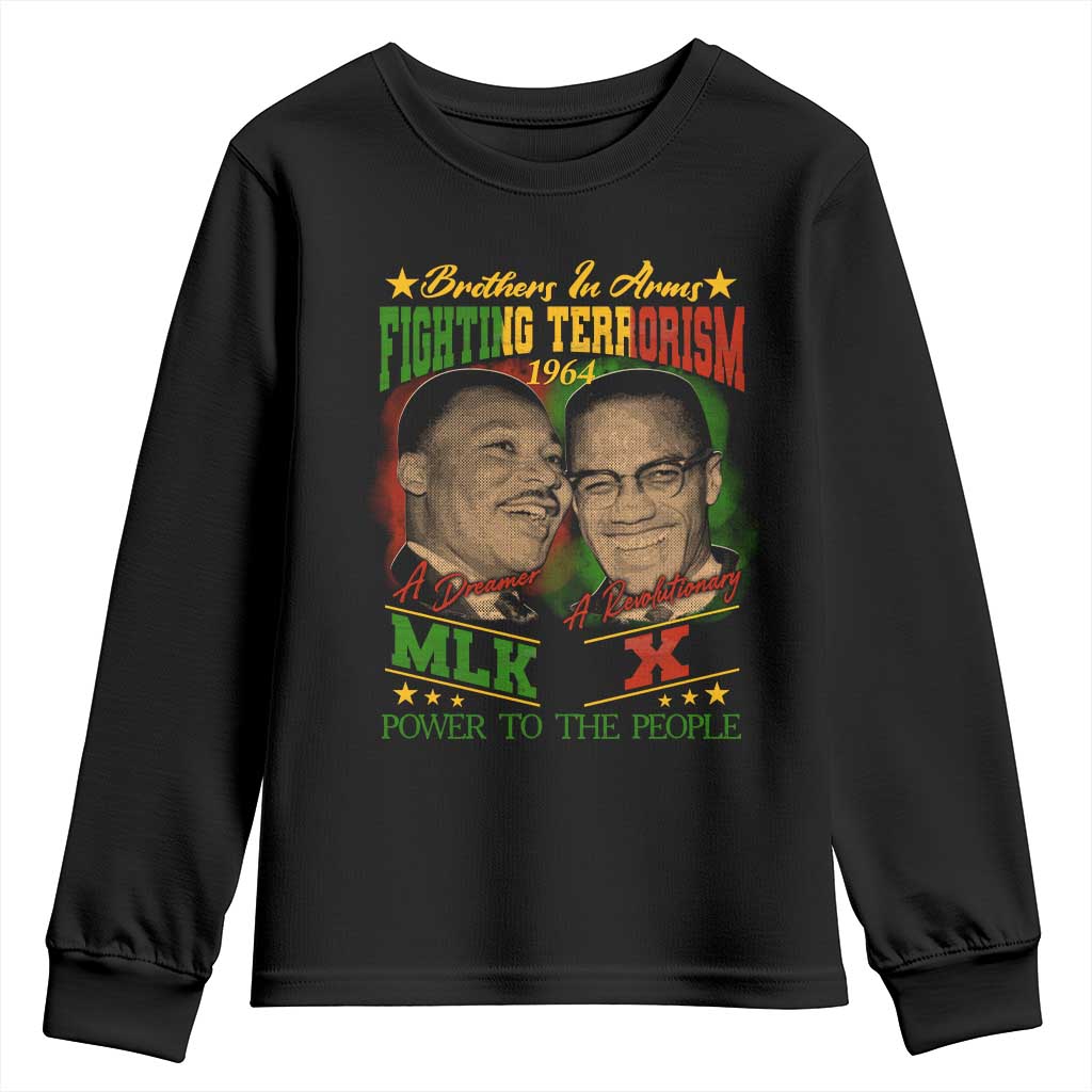 Martin Luther King And Malcolm X Youth Sweatshirt Brothers In Arms Fighting Terrorism 1964 Black History Leaders TS11