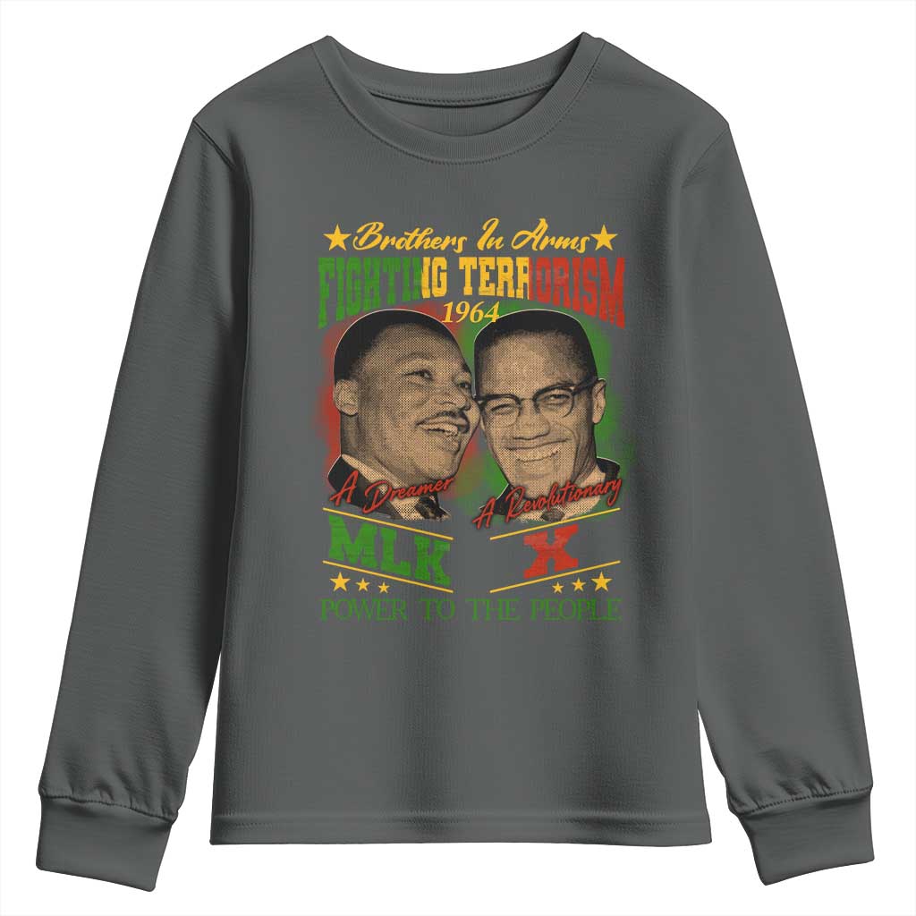 Martin Luther King And Malcolm X Youth Sweatshirt Brothers In Arms Fighting Terrorism 1964 Black History Leaders TS11