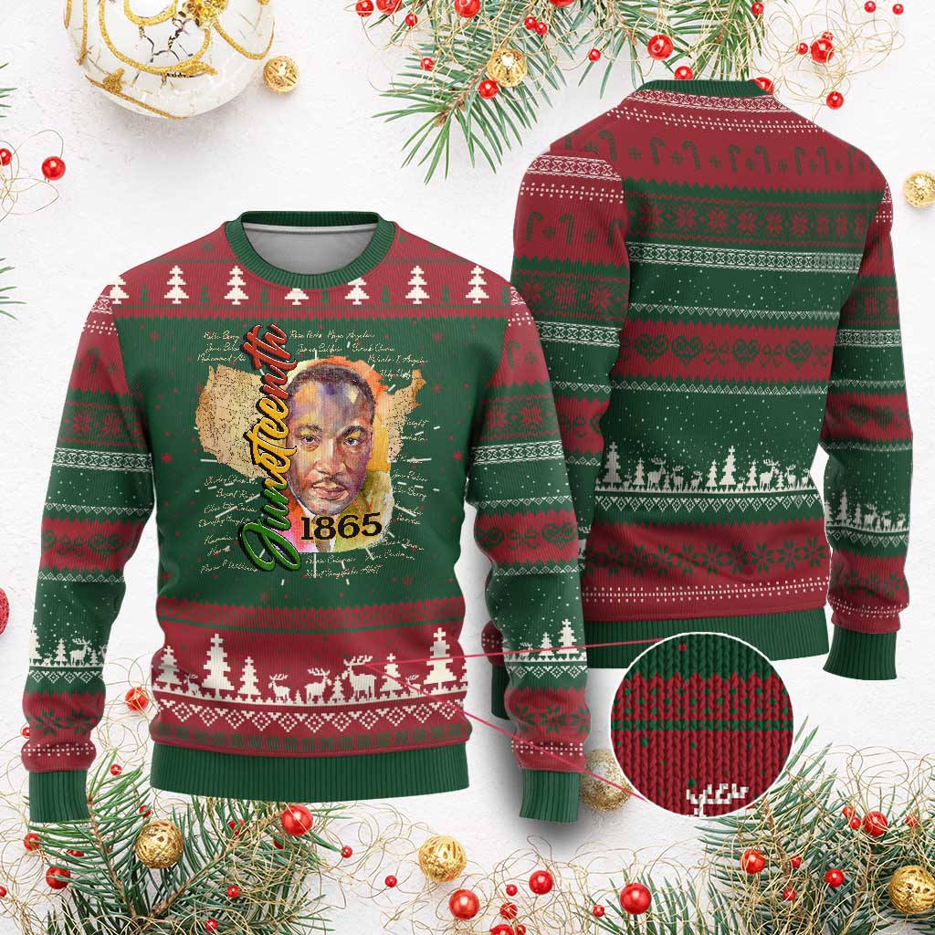 Juneteenth Ugly Christmas Sweater Black Leaders African American Heritage 1865 TS11