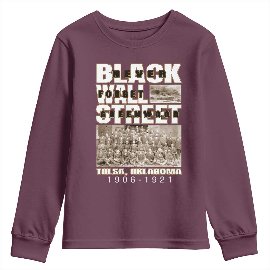 Never Forget Greenwood Black Wall Street Youth Sweatshirt Black History TS11