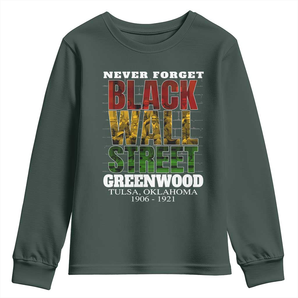 Never Forget Black Wall Street Youth Sweatshirt Tulsa Oklahoma Black History Month African American Heritage TS11