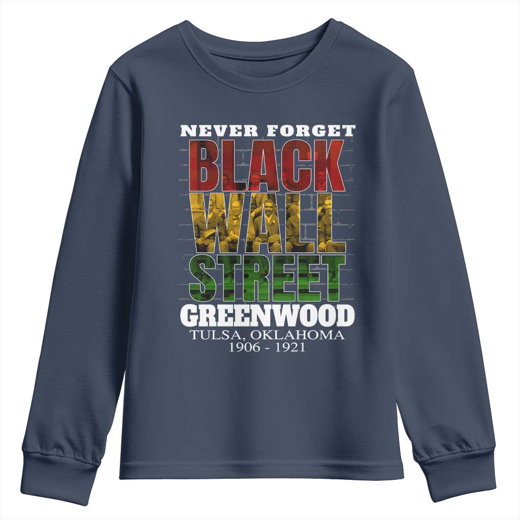 Never Forget Black Wall Street Youth Sweatshirt Tulsa Oklahoma Black History Month African American Heritage TS11