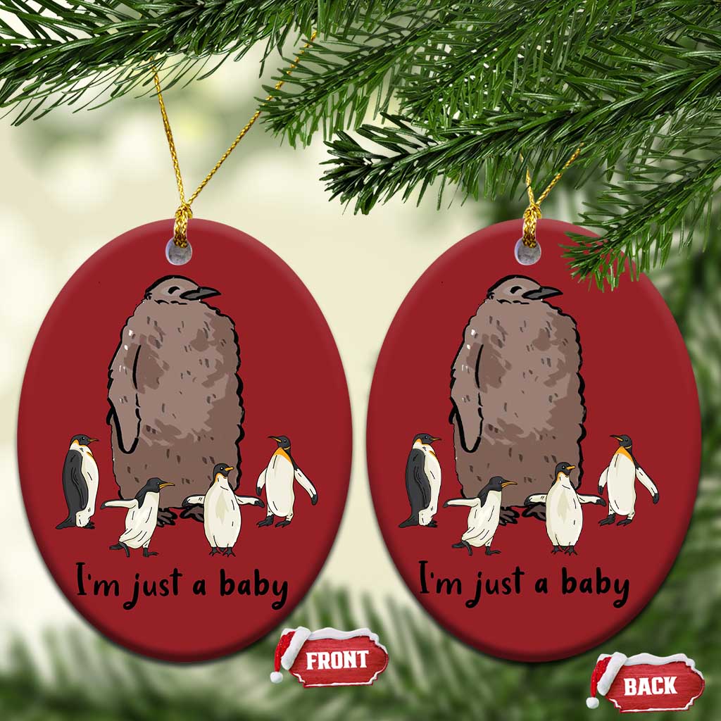 Funny Pesto The Penguin Christmas Ornament I'm Just A Baby Meme TS11