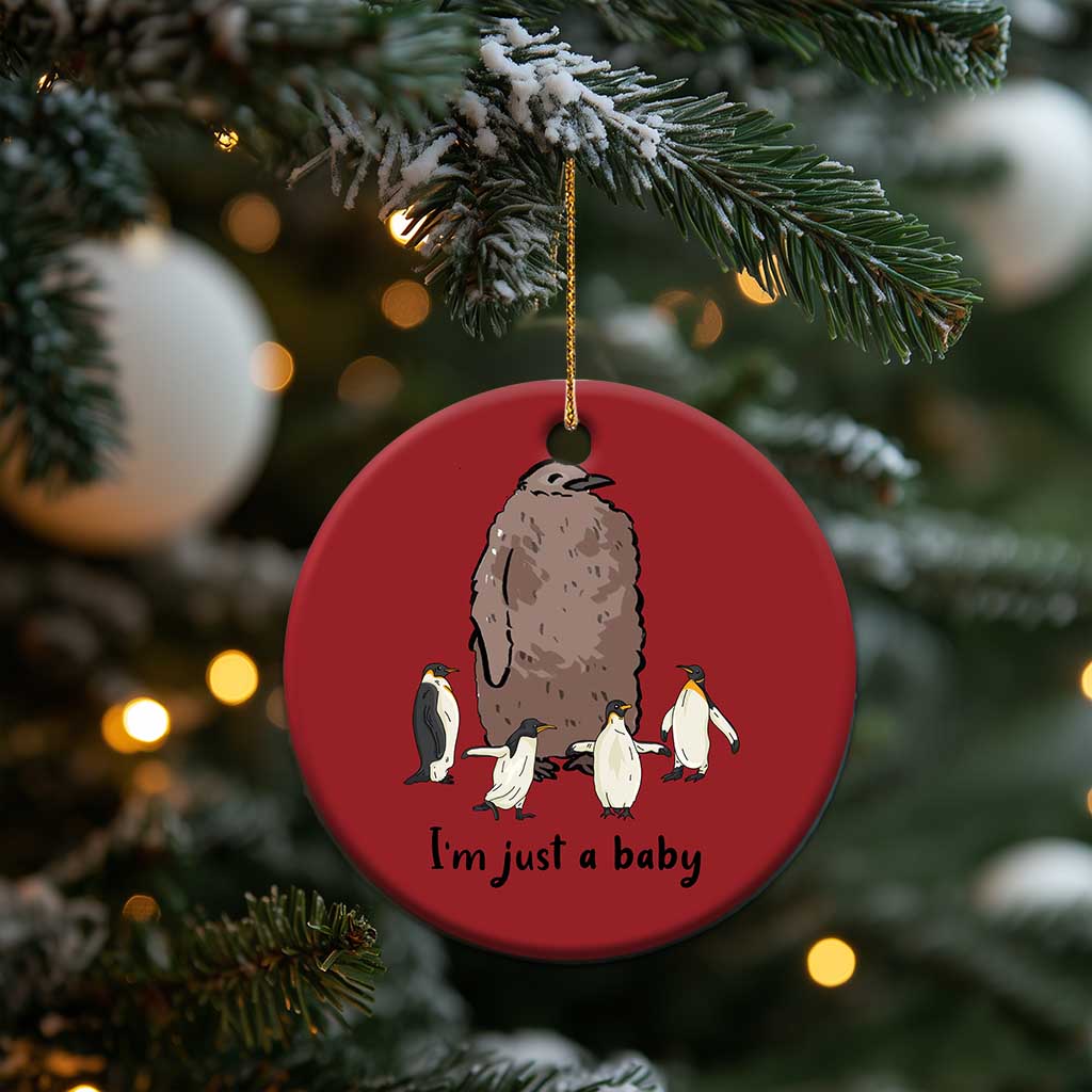 Funny Pesto The Penguin Christmas Ornament I'm Just A Baby Meme TS11