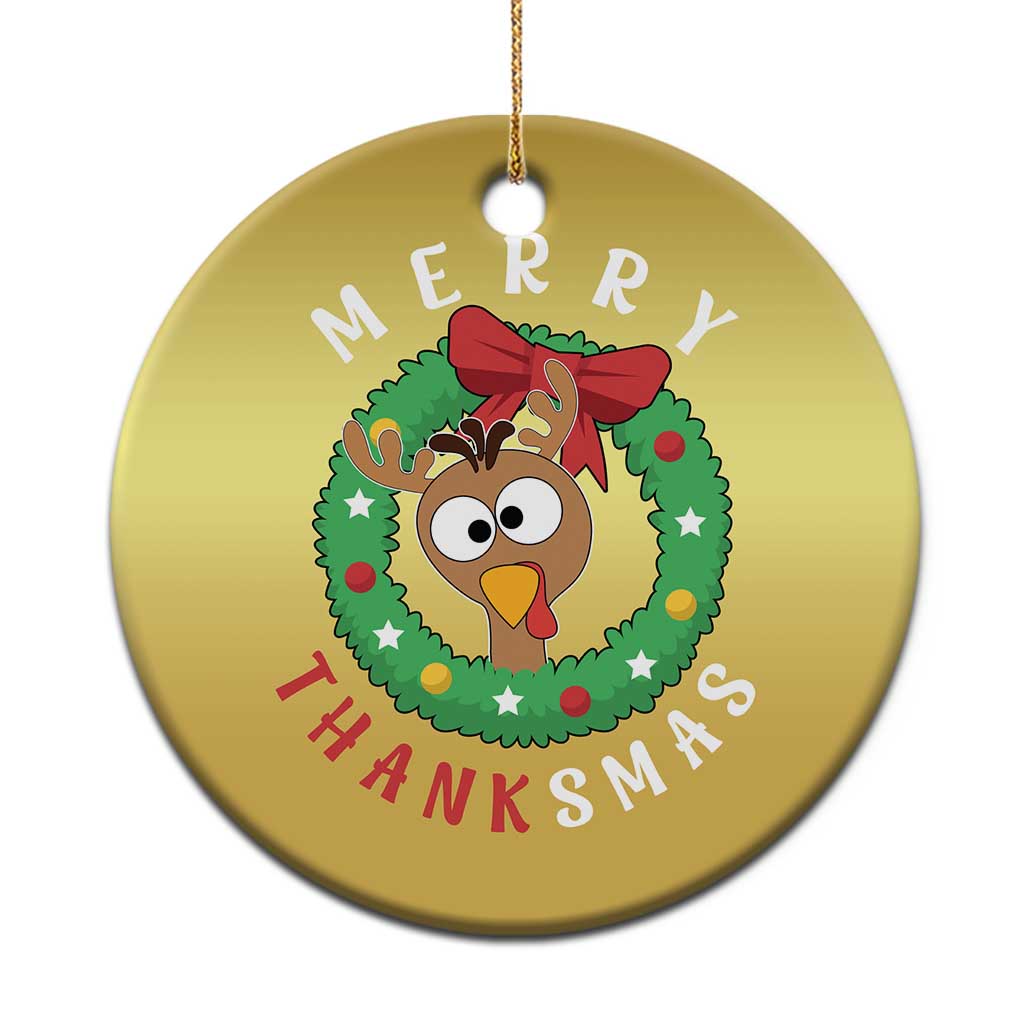 Funny Thanksgiving Xmas Christmas Ornament Merry Thanksmas Turkey Reindeer Antler TS11
