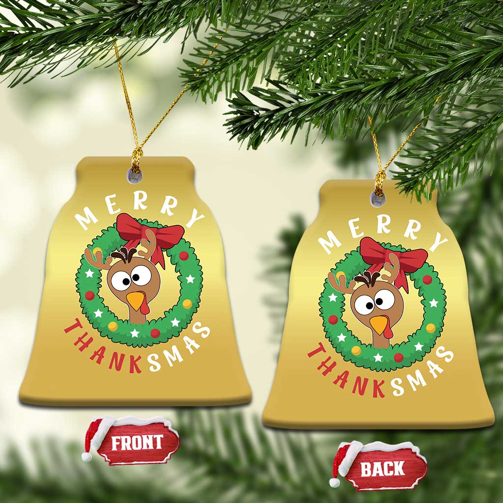 Funny Thanksgiving Xmas Christmas Ornament Merry Thanksmas Turkey Reindeer Antler TS11