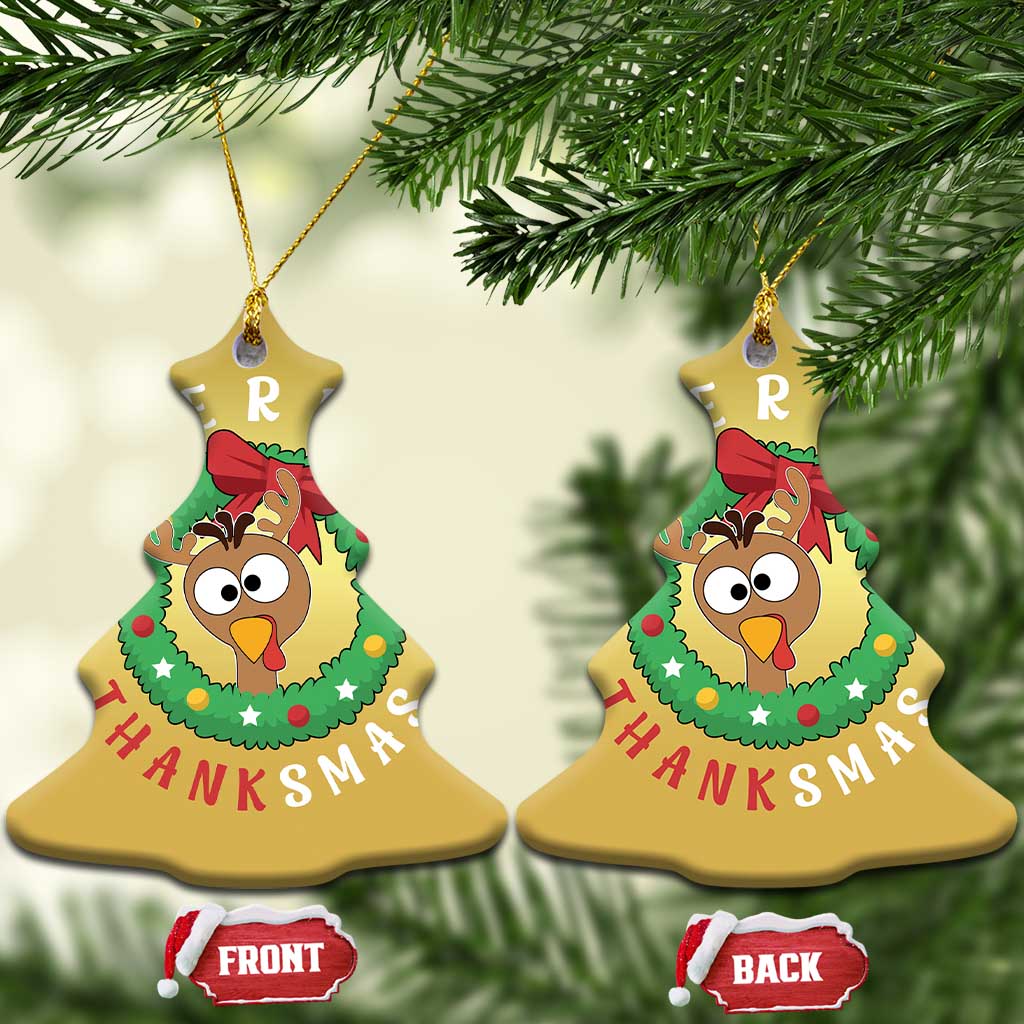 Funny Thanksgiving Xmas Christmas Ornament Merry Thanksmas Turkey Reindeer Antler TS11