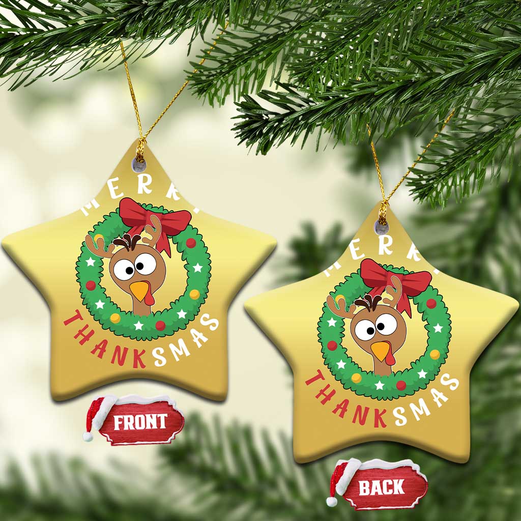 Funny Thanksgiving Xmas Christmas Ornament Merry Thanksmas Turkey Reindeer Antler TS11