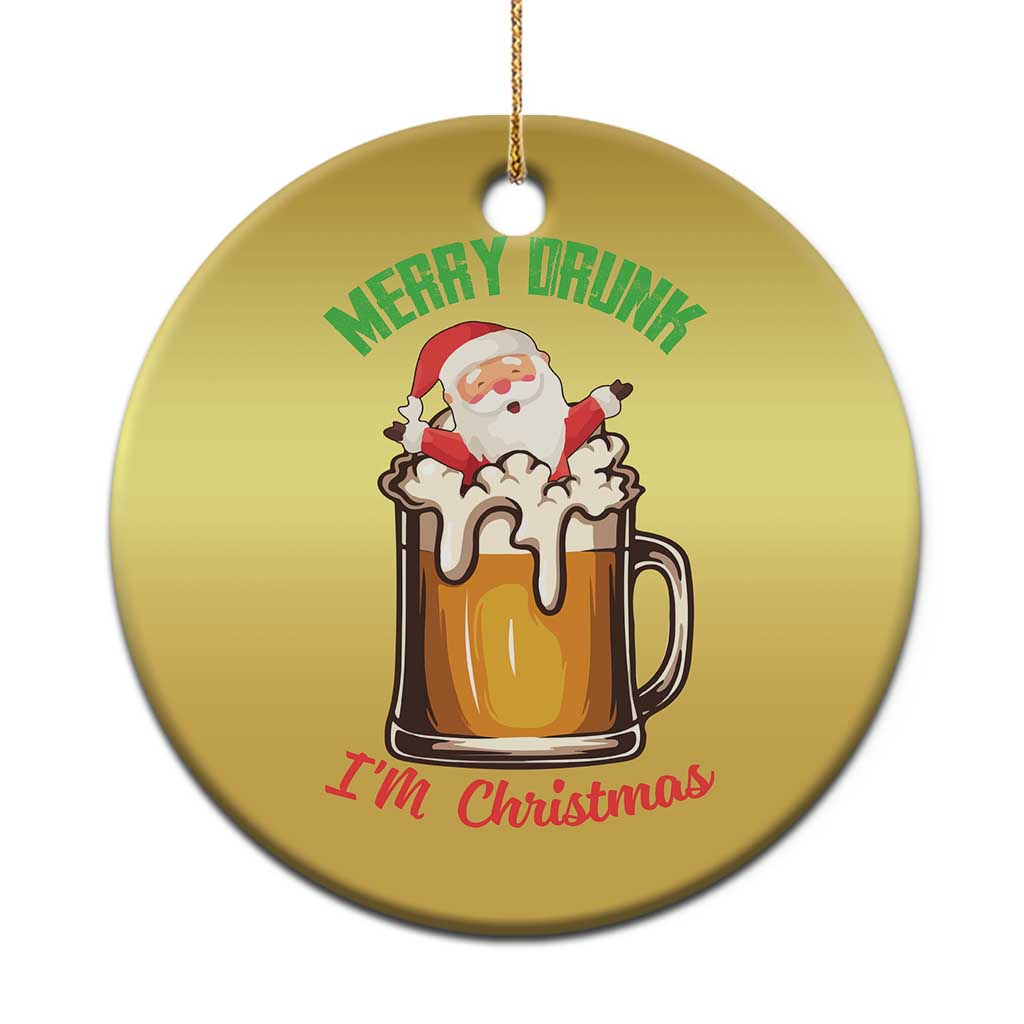 Funny Xmas Beer Christmas Ornament Merry Drunk I'm Xmas Wasted Santa TS11