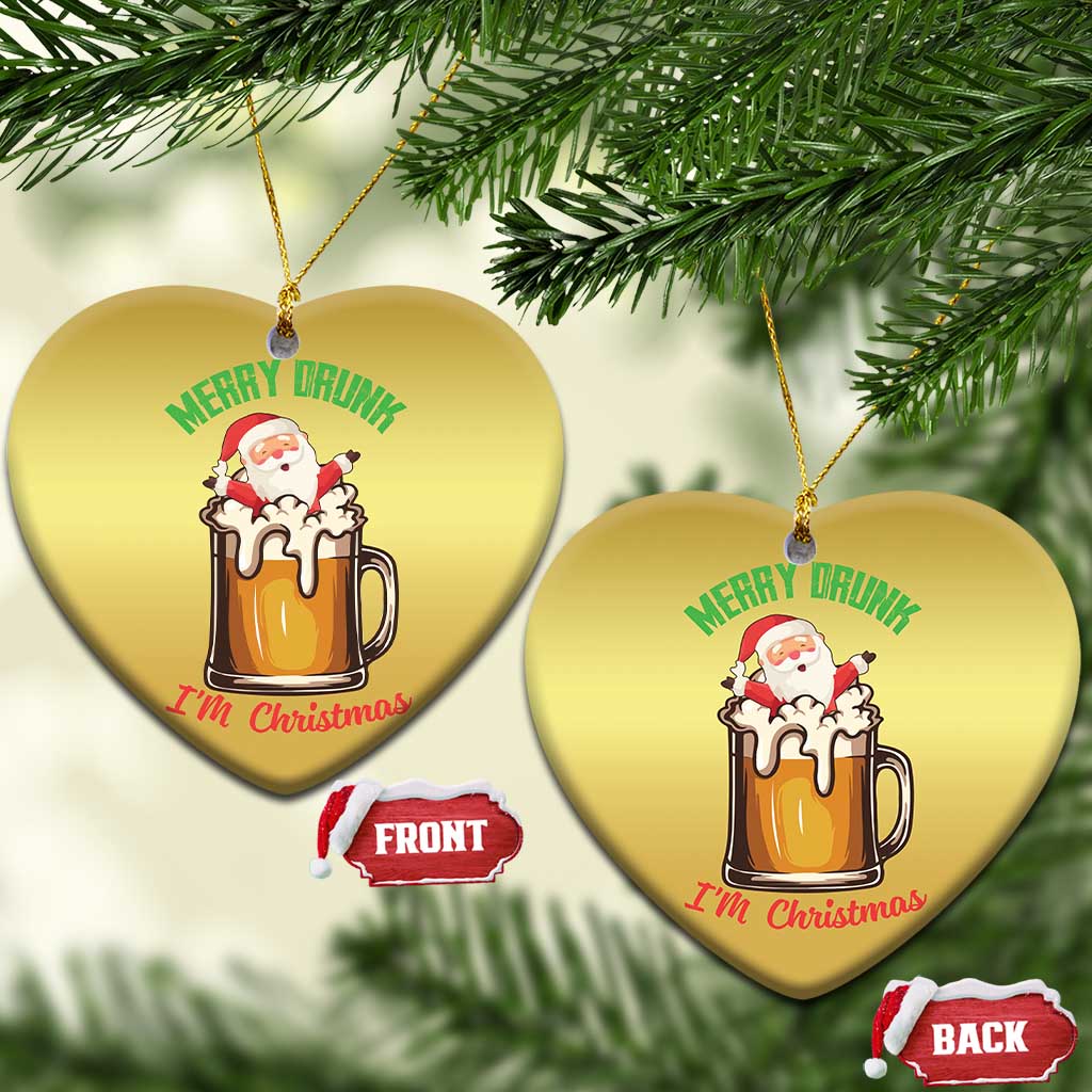 Funny Xmas Beer Christmas Ornament Merry Drunk I'm Xmas Wasted Santa TS11