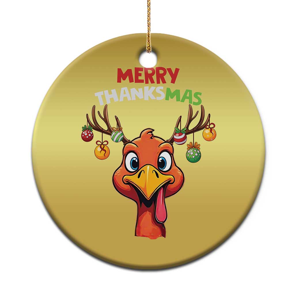 Funny Xmas Thanksgiving Christmas Ornament Merry Thanksmas Turkey Reindeer Antler Baubles TS11