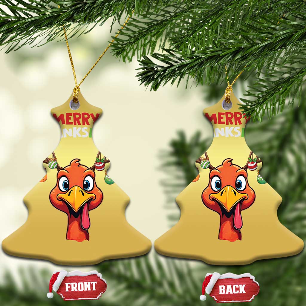 Funny Xmas Thanksgiving Christmas Ornament Merry Thanksmas Turkey Reindeer Antler Baubles TS11