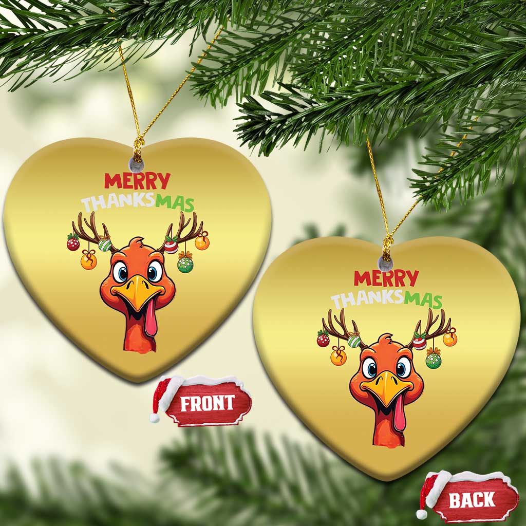 Funny Xmas Thanksgiving Christmas Ornament Merry Thanksmas Turkey Reindeer Antler Baubles TS11