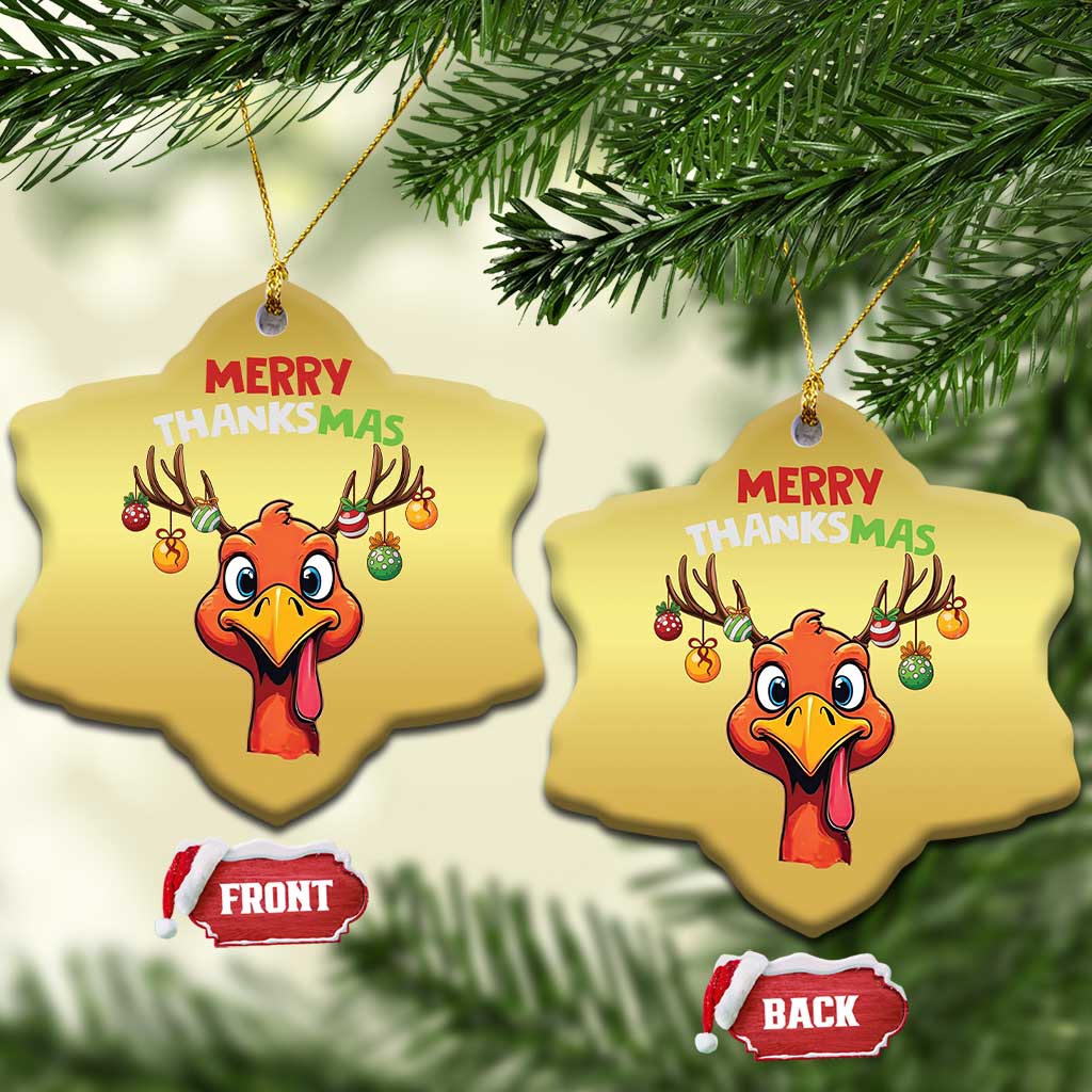 Funny Xmas Thanksgiving Christmas Ornament Merry Thanksmas Turkey Reindeer Antler Baubles TS11