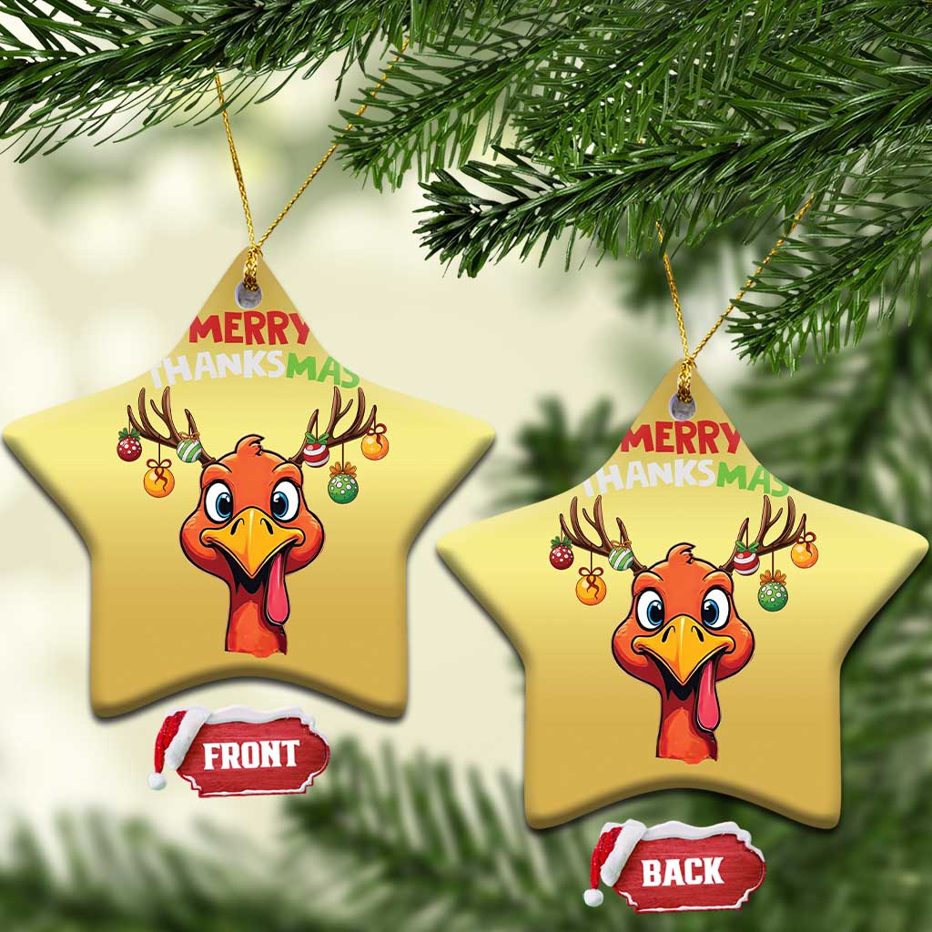 Funny Xmas Thanksgiving Christmas Ornament Merry Thanksmas Turkey Reindeer Antler Baubles TS11