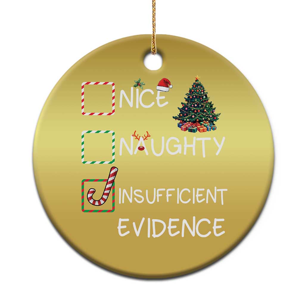 Funny Nice Naughty Insufficient Evidence Christmas Ornament Xmas Tree Candy Cane TS11