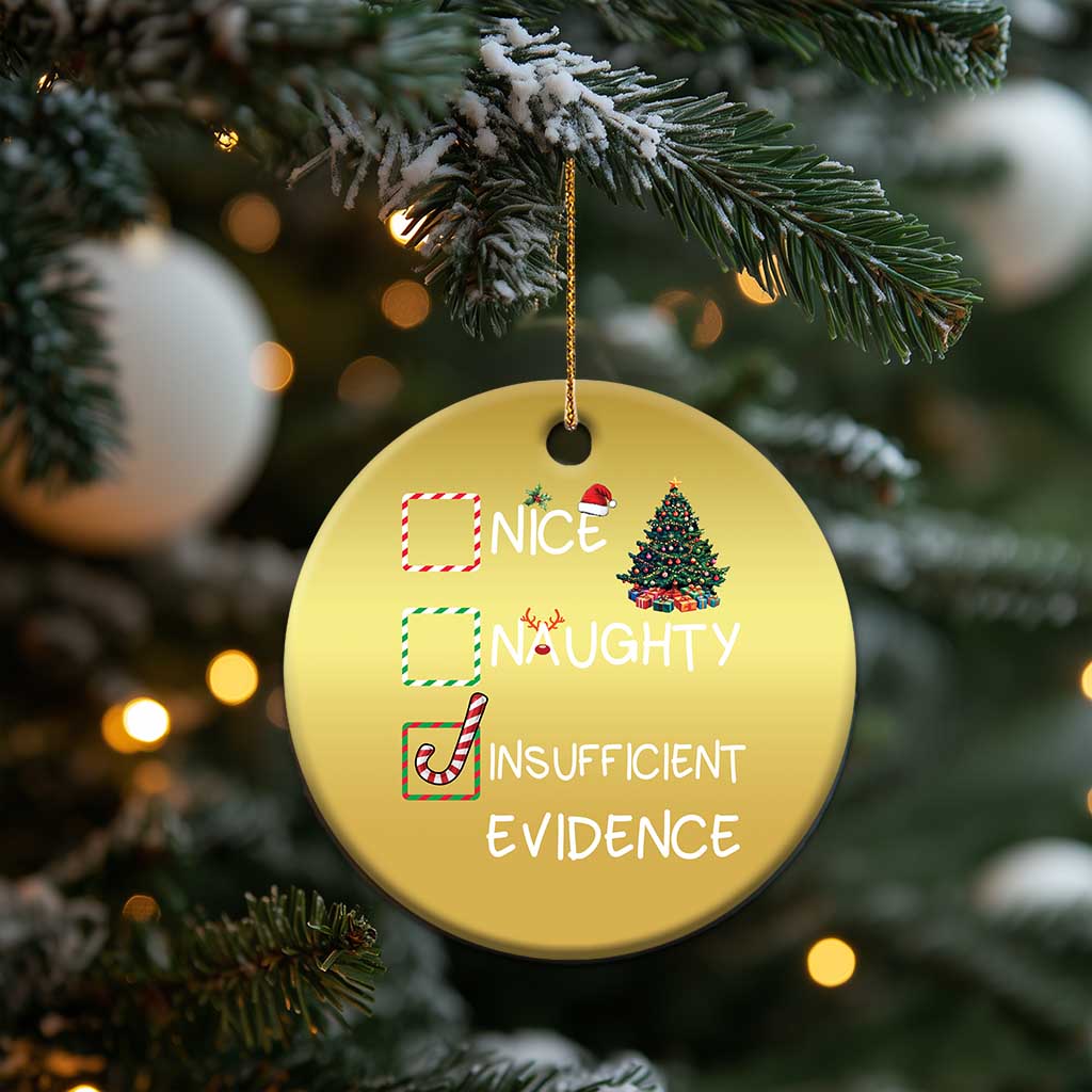 Funny Nice Naughty Insufficient Evidence Christmas Ornament Xmas Tree Candy Cane TS11