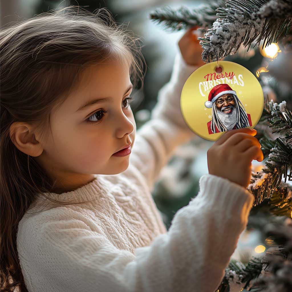 Merry Xmas Dreadlocks Black Santa Christmas Ornament TS11