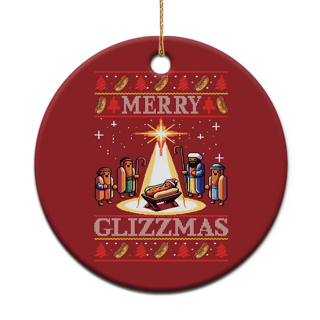 Funny Merry Glizzmas Christmas Ornament Hot Dog Xmas Nativity Scene TS11