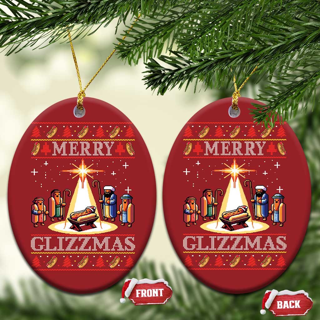 Funny Merry Glizzmas Christmas Ornament Hot Dog Xmas Nativity Scene TS11