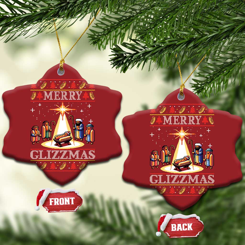 Funny Merry Glizzmas Christmas Ornament Hot Dog Xmas Nativity Scene TS11