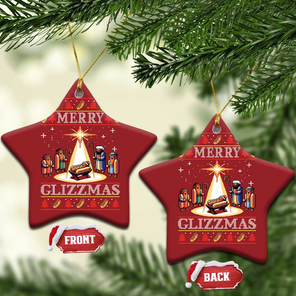 Funny Merry Glizzmas Christmas Ornament Hot Dog Xmas Nativity Scene TS11