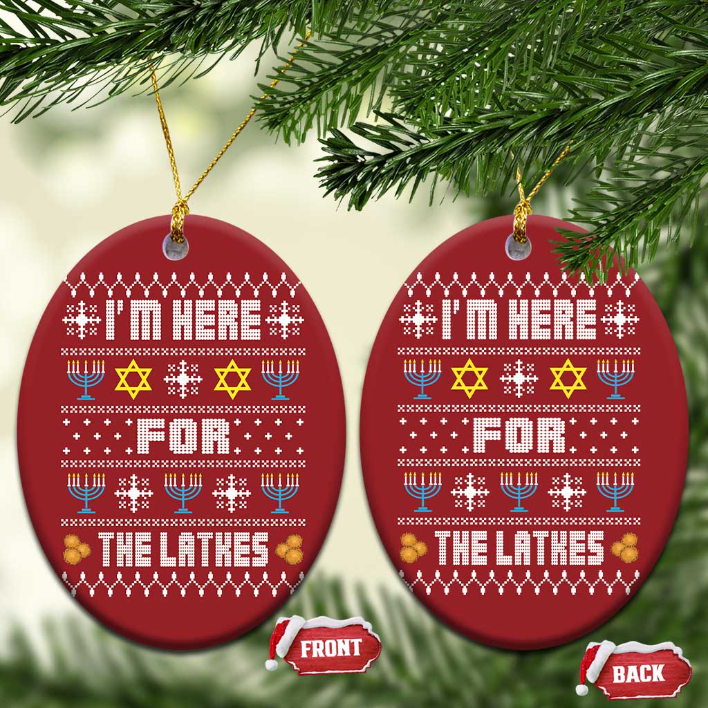 Funny Hanukkah Christmas Ornament I'm Here For The Latkes Menorah TS11