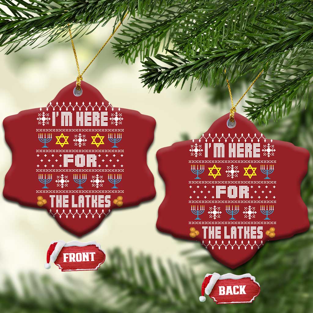 Funny Hanukkah Christmas Ornament I'm Here For The Latkes Menorah TS11
