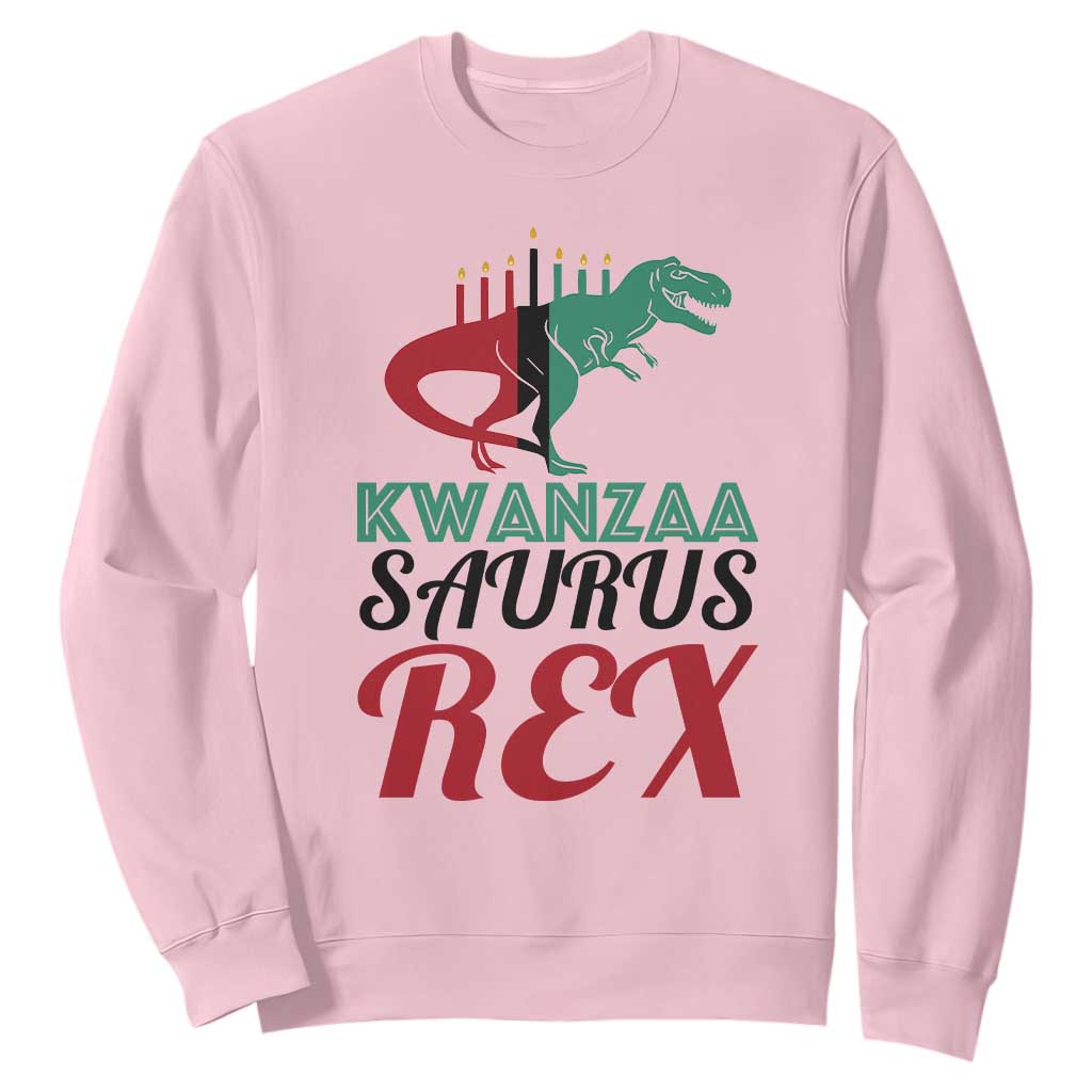 Kwanzaa Saurus Rex Kinara Candles Dinosaur T-rex African Heritage Holiday Sweatshirt TS11