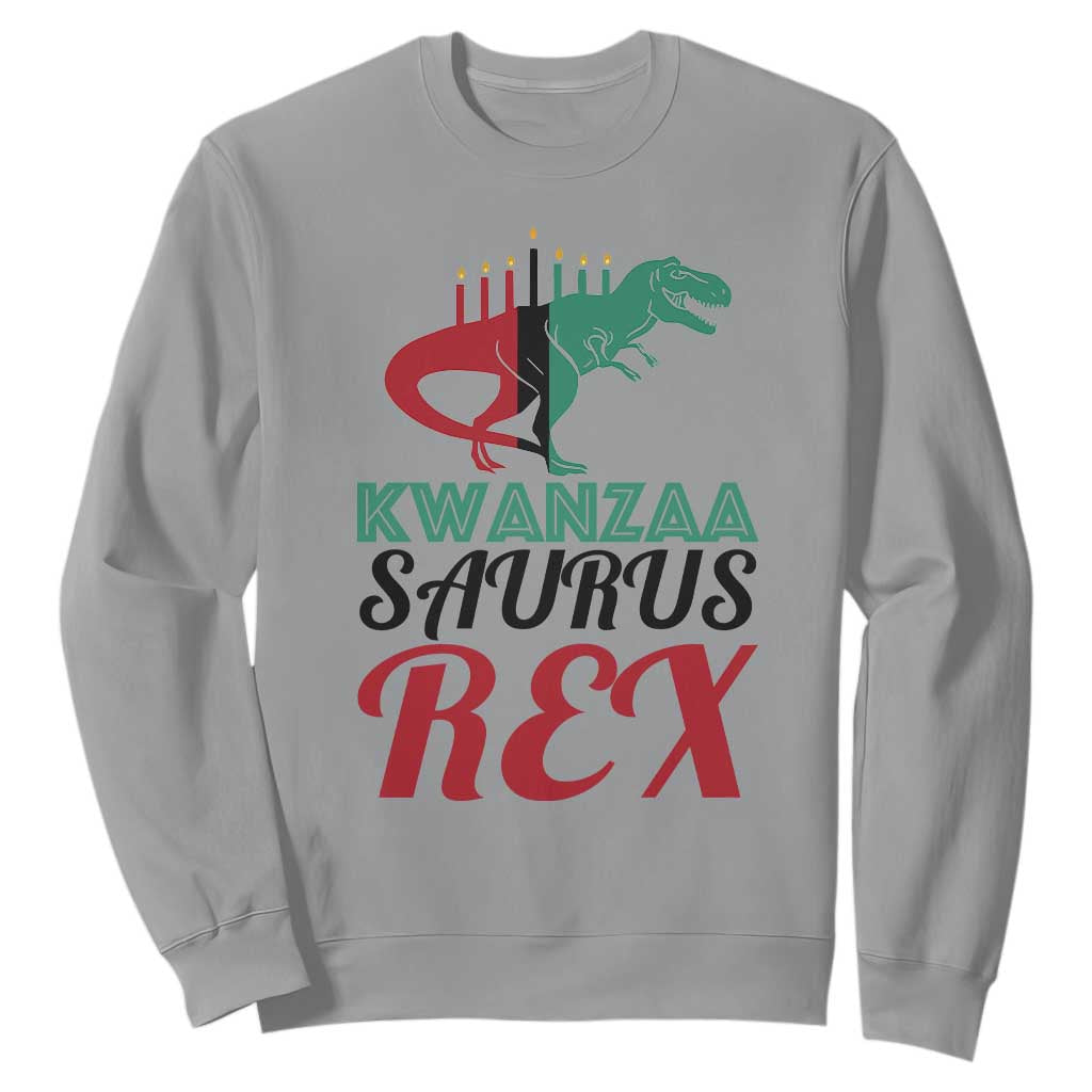 Kwanzaa Saurus Rex Kinara Candles Dinosaur T-rex African Heritage Holiday Sweatshirt TS11