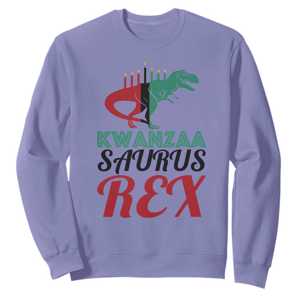 Kwanzaa Saurus Rex Kinara Candles Dinosaur T-rex African Heritage Holiday Sweatshirt TS11