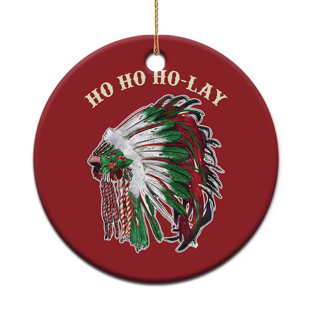Funny Xmas Native American Christmas Ornament Ho Ho Ho Lay Vintage War Bonnet TS11