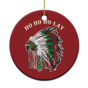 Funny Xmas Native American Christmas Ornament Ho Ho Ho Lay Vintage War Bonnet TS11