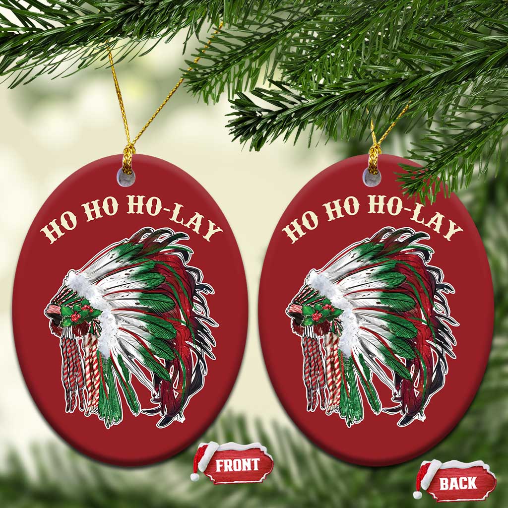 Funny Xmas Native American Christmas Ornament Ho Ho Ho Lay Vintage War Bonnet TS11