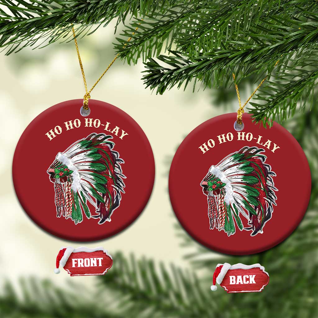 Funny Xmas Native American Christmas Ornament Ho Ho Ho Lay Vintage War Bonnet TS11