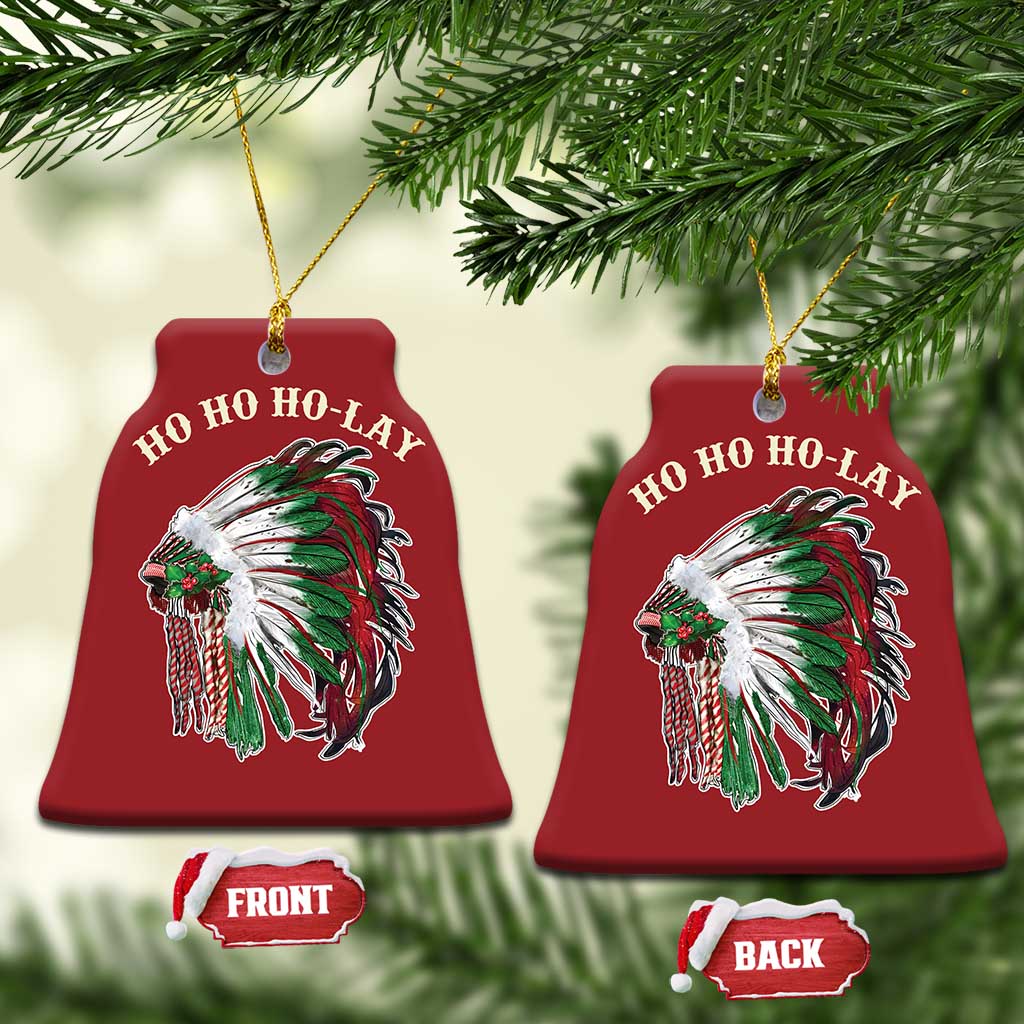 Funny Xmas Native American Christmas Ornament Ho Ho Ho Lay Vintage War Bonnet TS11