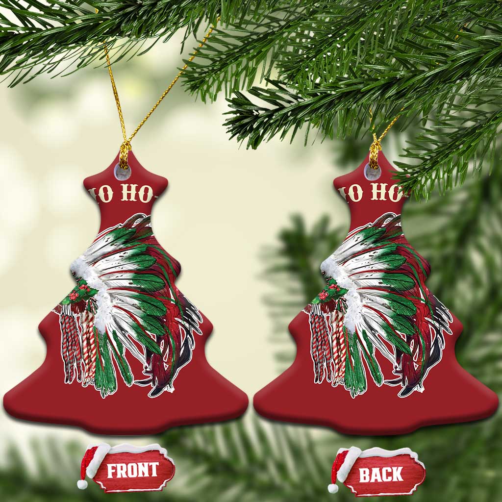Funny Xmas Native American Christmas Ornament Ho Ho Ho Lay Vintage War Bonnet TS11